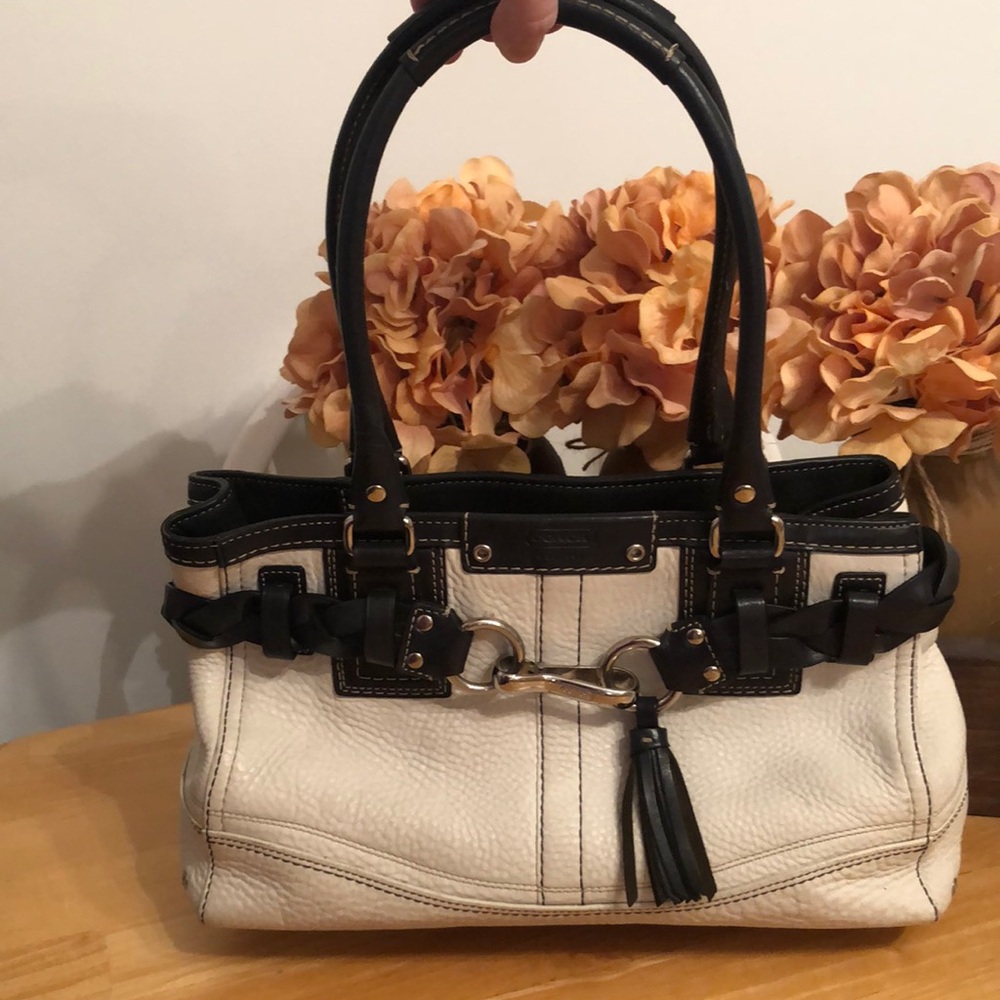COACH Hampton Braid accent tassel carryall